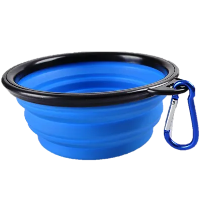 1 Collapsible Travel Dog Food Water Bowls BPA Lead Free Carbiners Red Blue Pink
