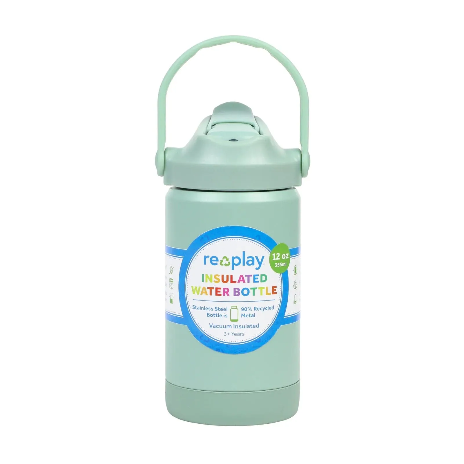 12oz Insulated Recycled Stainless Steel Water Bottle- Sage