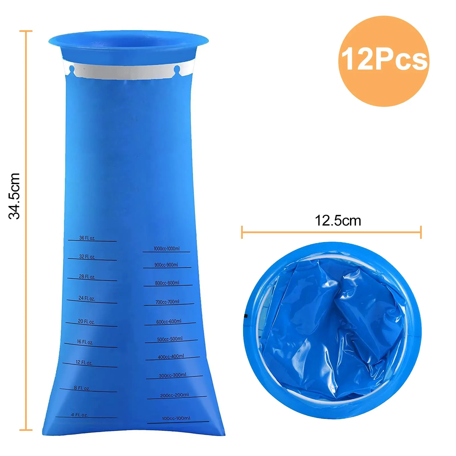 12Pack Vomit Bags Disposable Emesis Bags, Barf Bags Sick Bag with Snap for Car Travel Aircraft Motion Morning Sickness Airsick 1000ML Blue