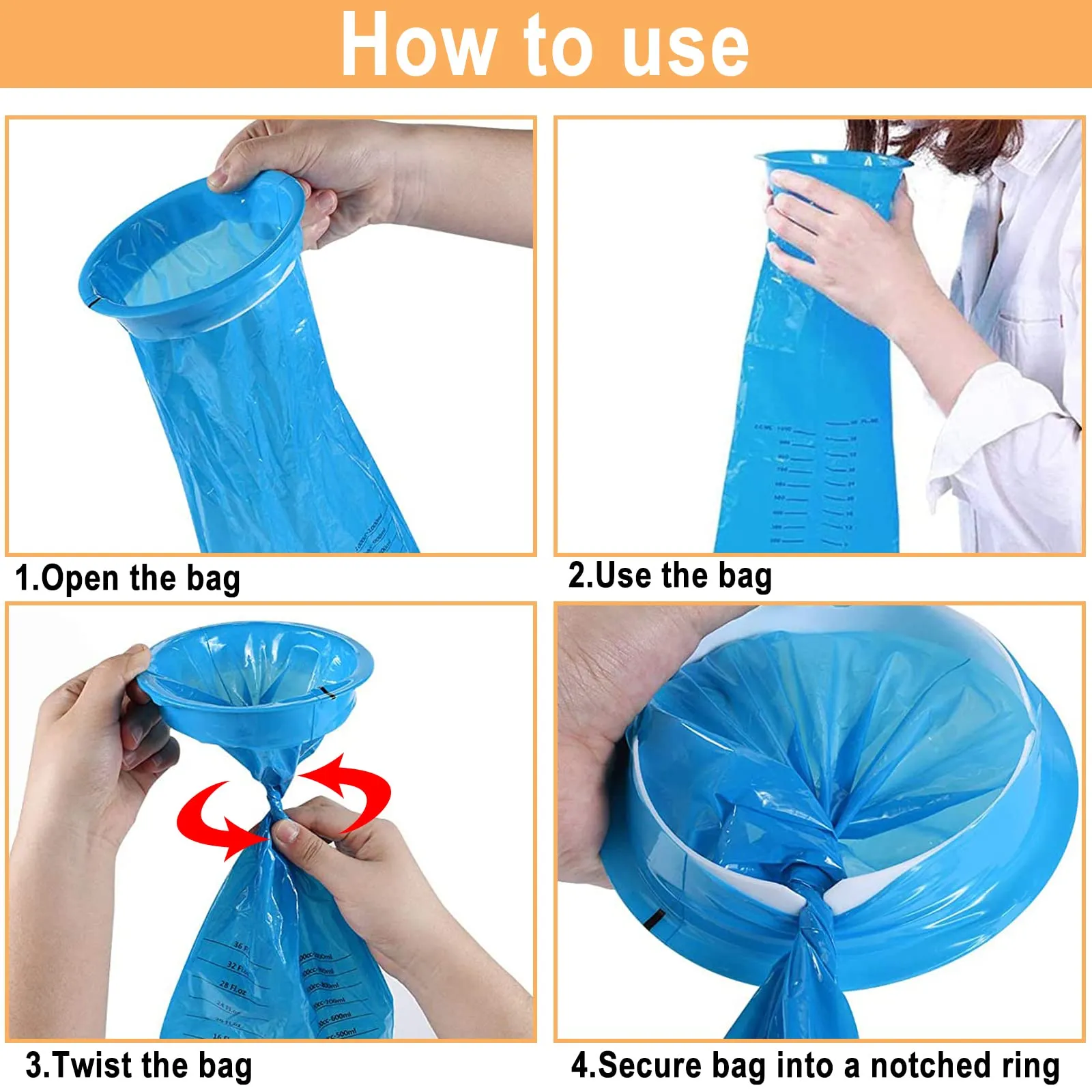 12Pack Vomit Bags Disposable Emesis Bags, Barf Bags Sick Bag with Snap for Car Travel Aircraft Motion Morning Sickness Airsick 1000ML Blue
