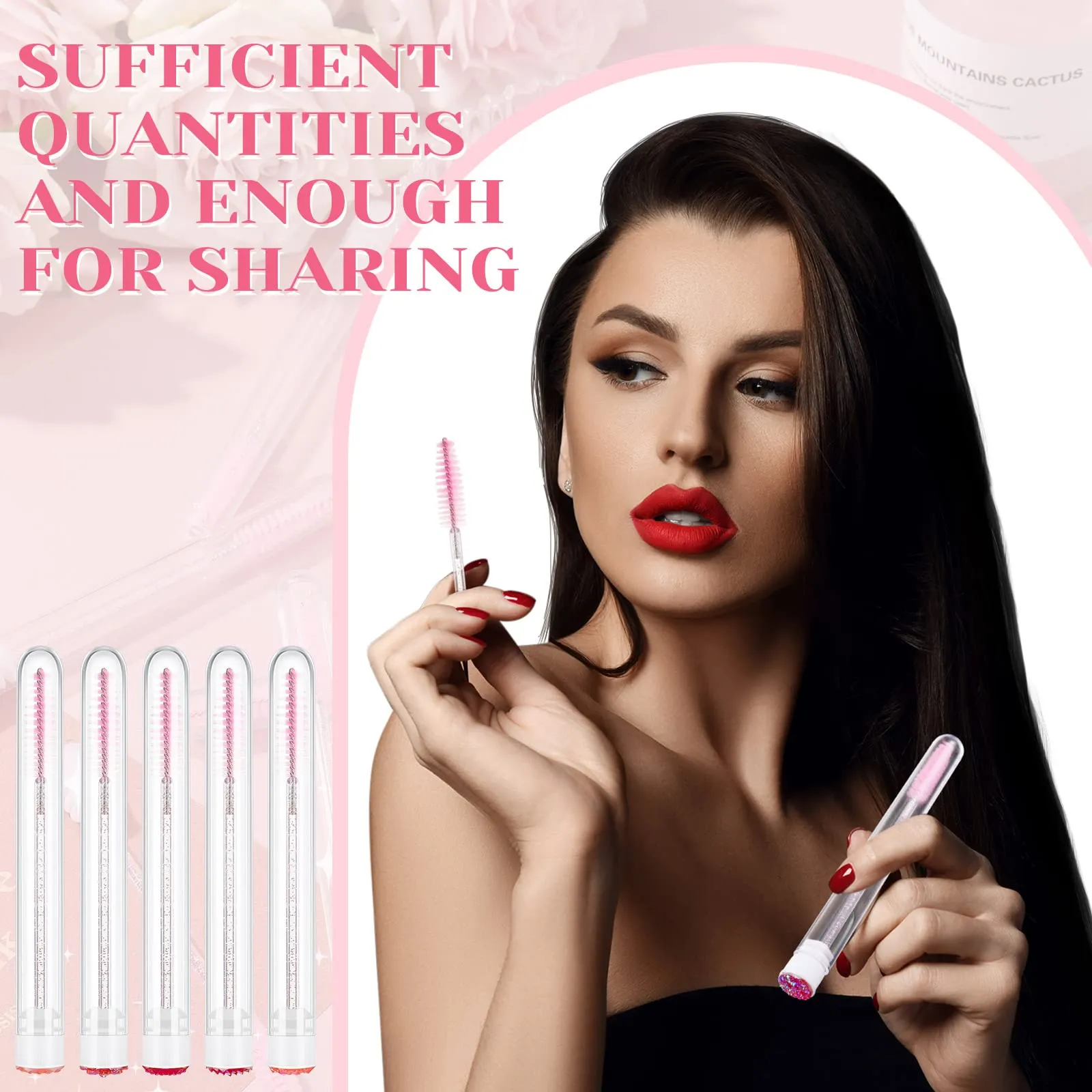 200 Pieces Mascara Wand Tube Set 100 Pcs Lash Spoolies for Eyelash Extensions 100 Pcs Diamond Empty Mascara Brush Disposable Colorful Eyebrow Applicator Makeup Tool, Mix Color (Cute)