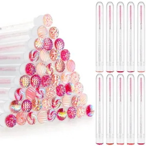 200 Pieces Mascara Wand Tube Set 100 Pcs Lash Spoolies for Eyelash Extensions 100 Pcs Diamond Empty Mascara Brush Disposable Colorful Eyebrow Applicator Makeup Tool, Mix Color (Cute)