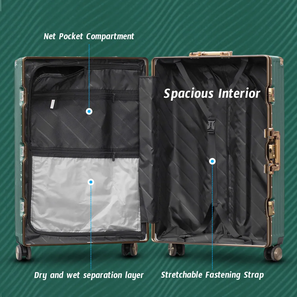 20" Aluminum Framed Luggage with Corner Guards | TSA-Approved Carry-On, Durable & Stylish Travel Companion