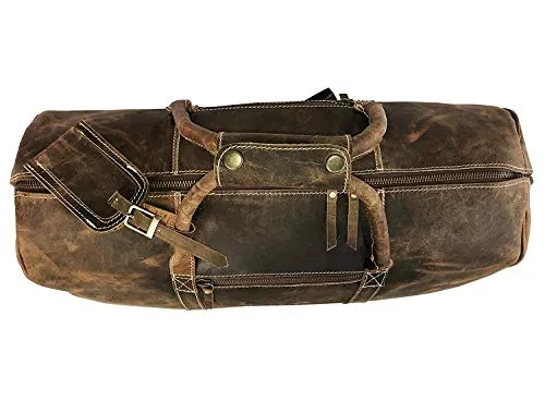 24 Inch Genuine Leather Duffel | Travel Overnight Weekend Leather Bag | Sports Gym Duffel for Men