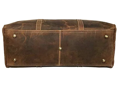 24 Inch Genuine Leather Duffel | Travel Overnight Weekend Leather Bag | Sports Gym Duffel for Men