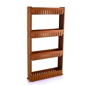 4 Layer Storage Organiser Slim Rack Shelf with Wheel - H02732