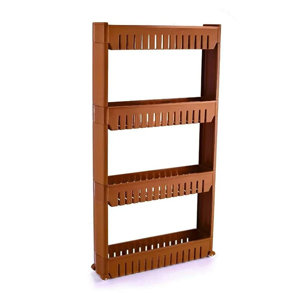 4 Layer Storage Organiser Slim Rack Shelf with Wheel - H02732