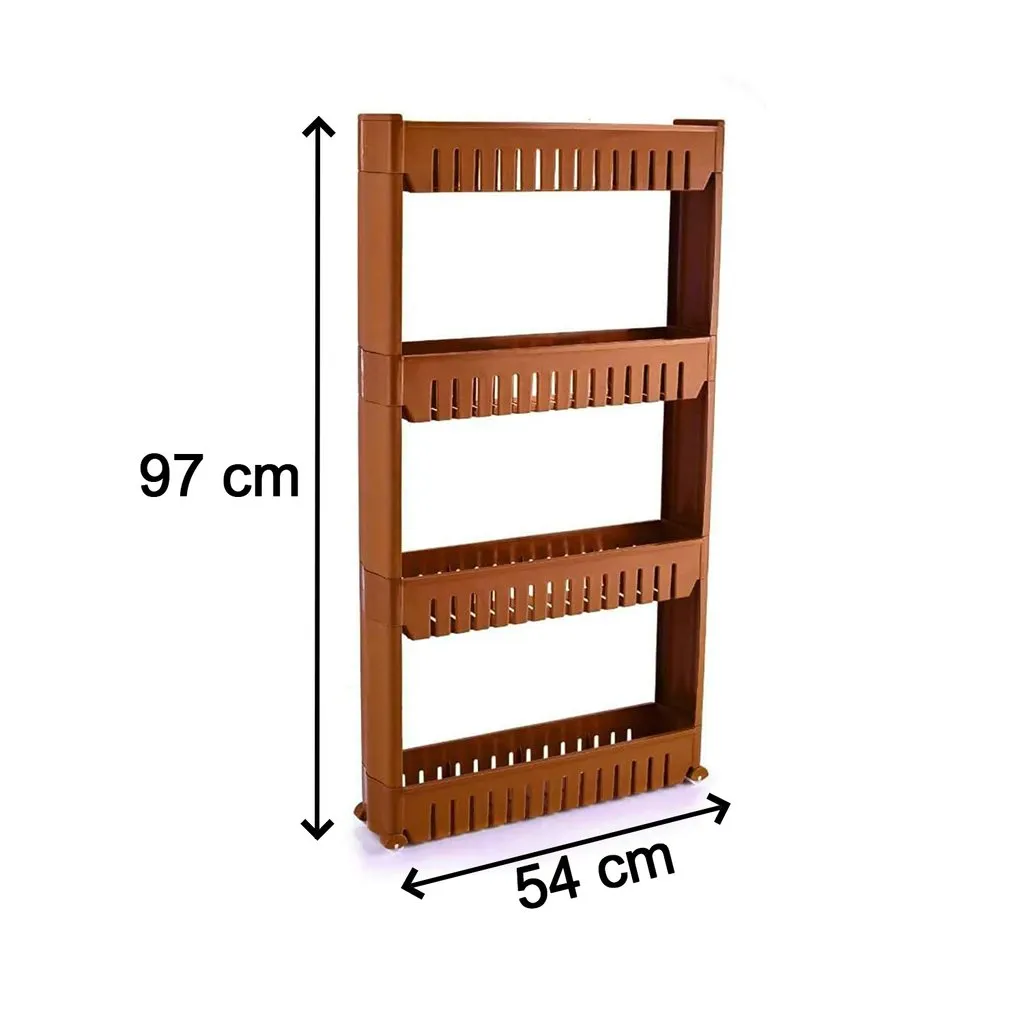 4 Layer Storage Organiser Slim Rack Shelf with Wheel - H02732