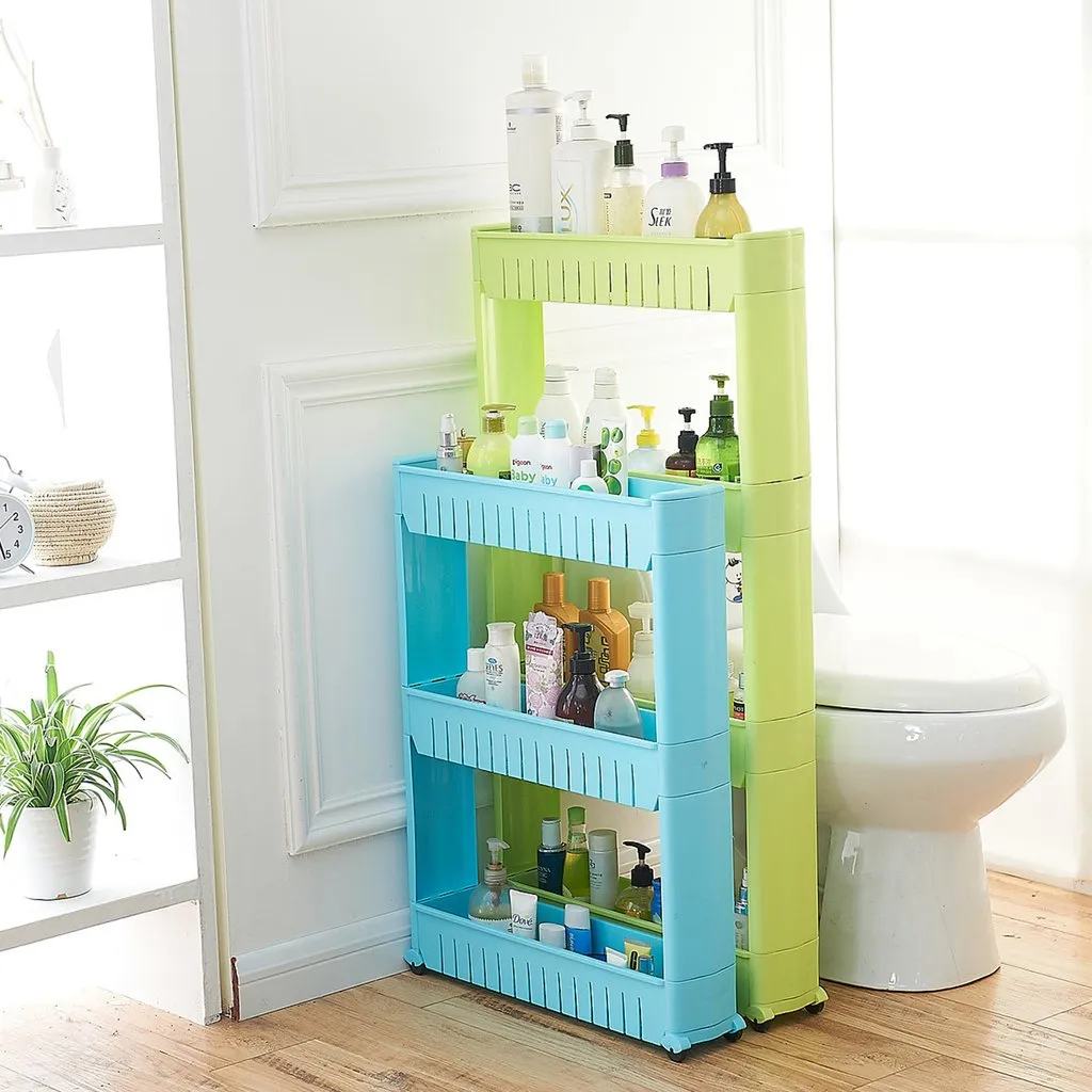 4 Layer Storage Organiser Slim Rack Shelf with Wheel - H02732