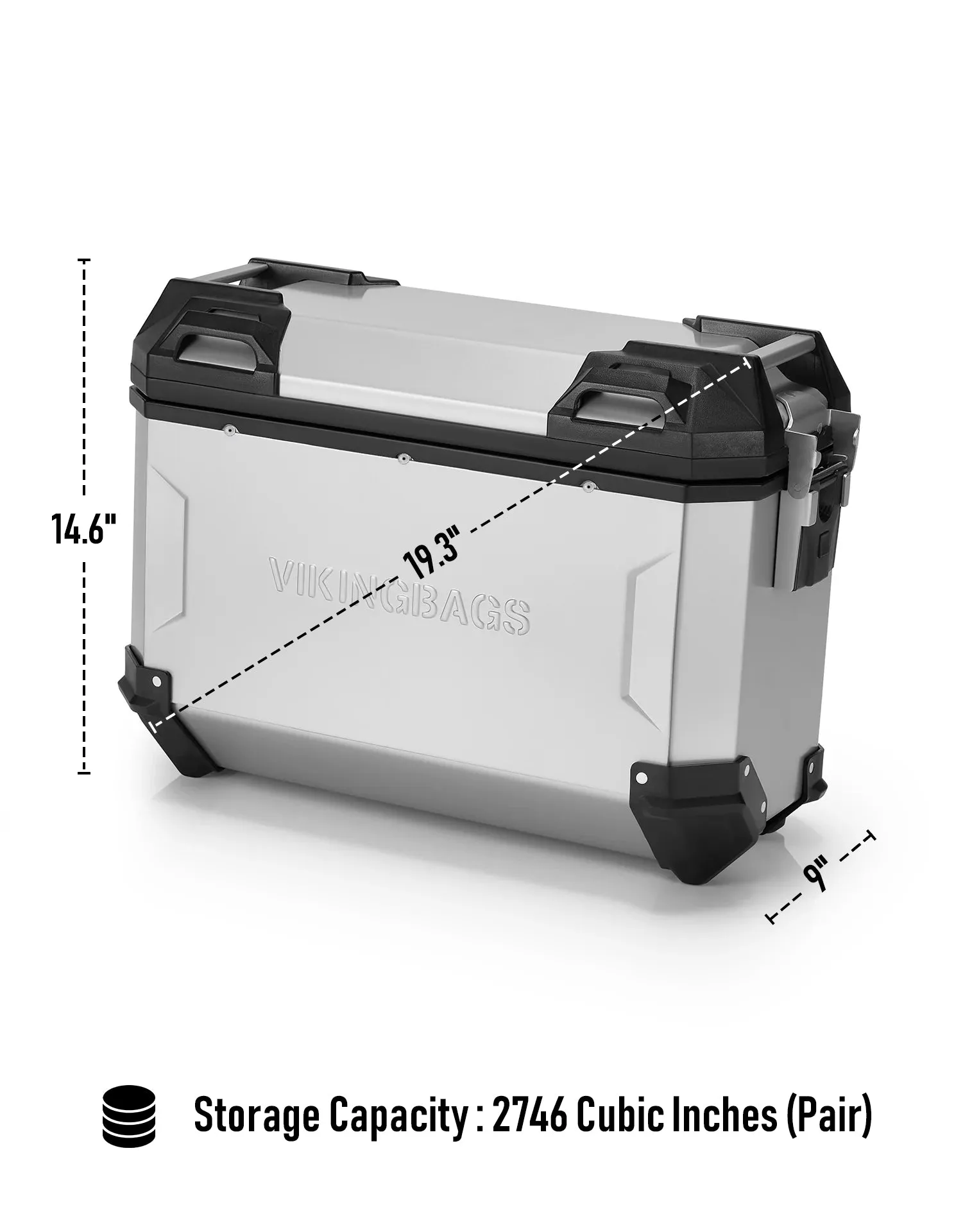 45L - Apex XL Kawasaki VERSYS 1000 Aluminum Side Cases Silver