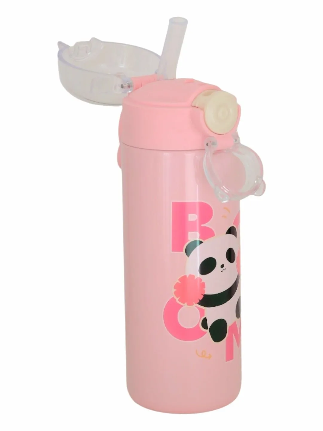 Adorable Pink Panda Insulated Hot & Cold Stainless Steel Sipper Bottle- 500 ML