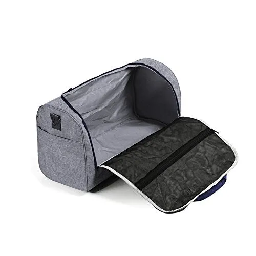 BAGSMART Travel Duffel Bag Large Weekender Bag Carry-on Luggage with Shoe Bag 40L, Grey