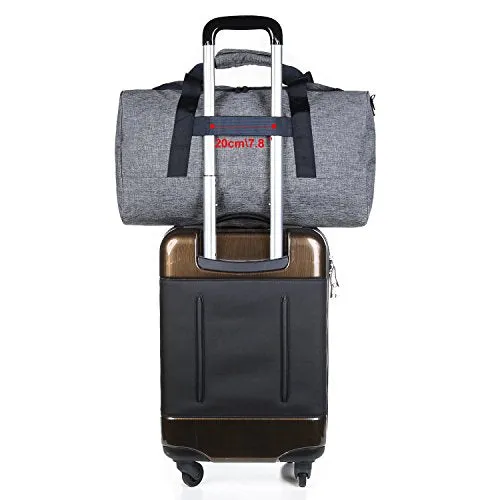 BAGSMART Travel Duffel Bag Large Weekender Bag Carry-on Luggage with Shoe Bag 40L, Grey