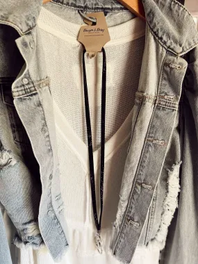Black Crystal Neck ID Holder