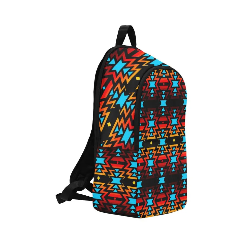 Black Fire Colors and Sky Fabric Backpack for Adult