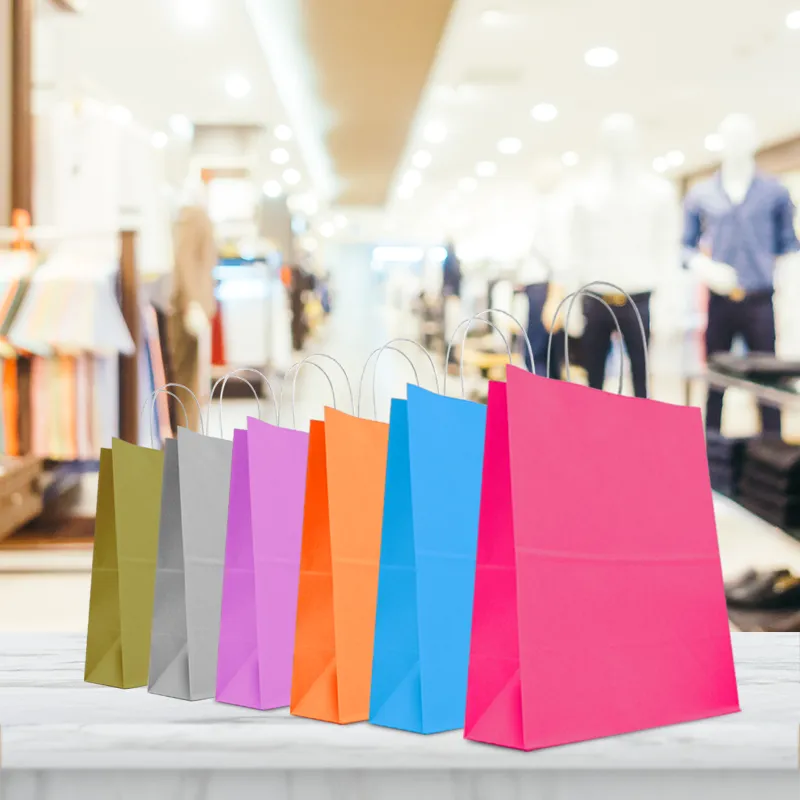 CCF ECO-friendly medium weight 100GSM paper shopping bag #7 (blue color) - 350 pieces/case