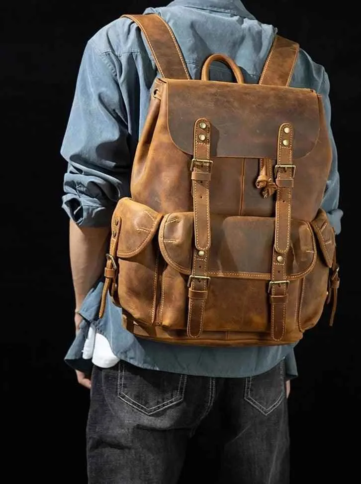 Cool Backpacks - Leather Laptop School Daypack - 2028