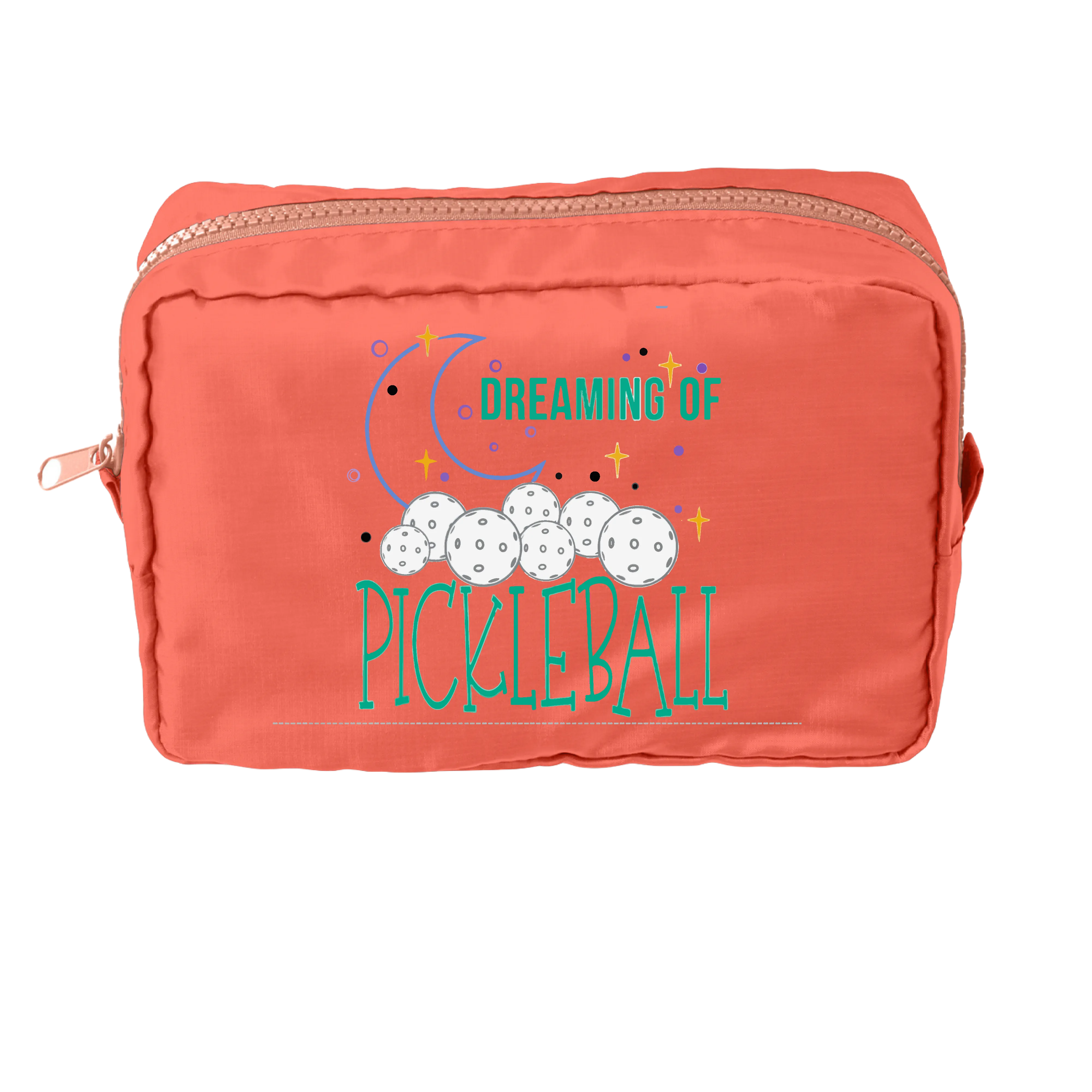 Dreaming Of Pickleball | Pickleball Dimensional Cosmetic Pouch Bag | Small Size Court Dimensional Bag