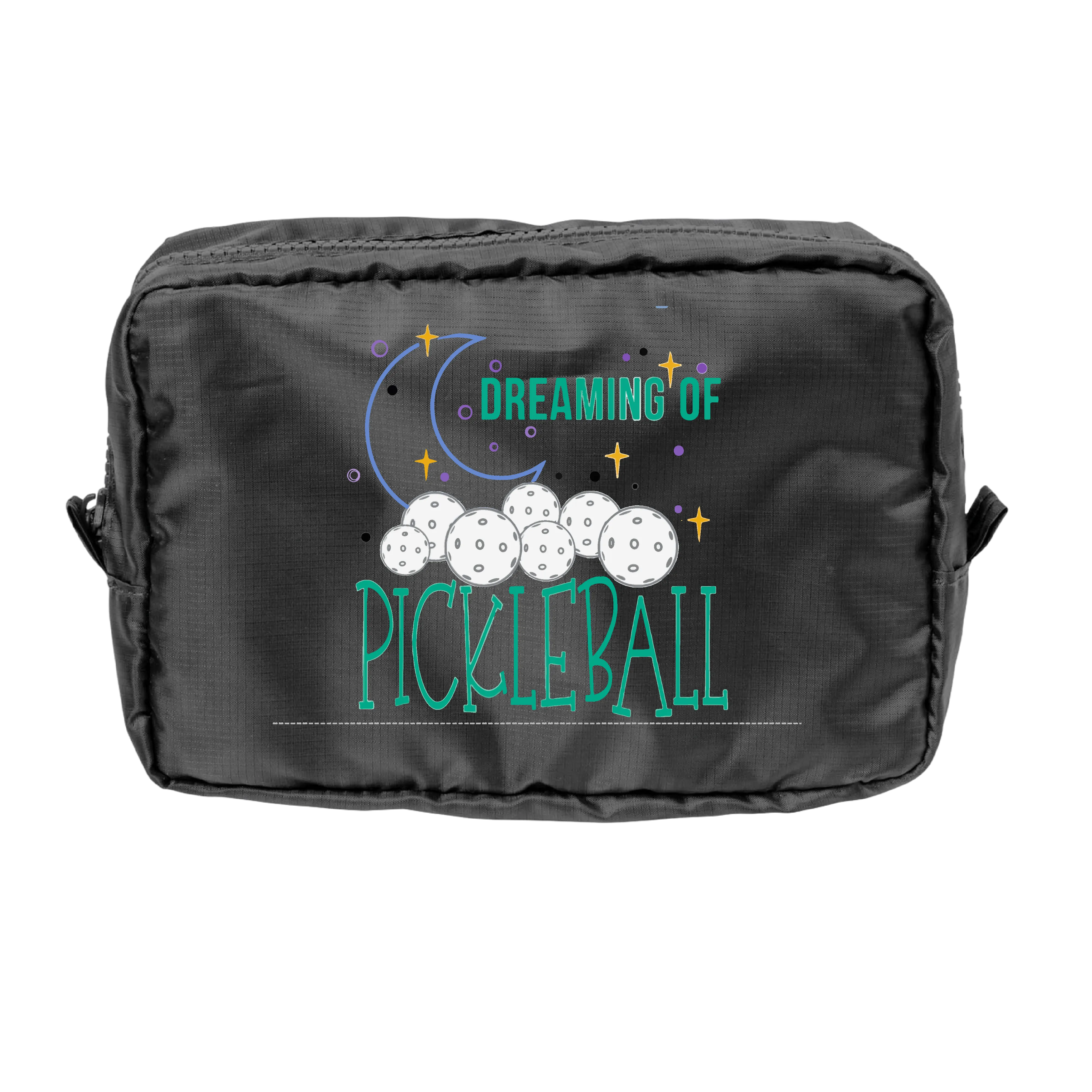Dreaming Of Pickleball | Pickleball Dimensional Cosmetic Pouch Bag | Small Size Court Dimensional Bag