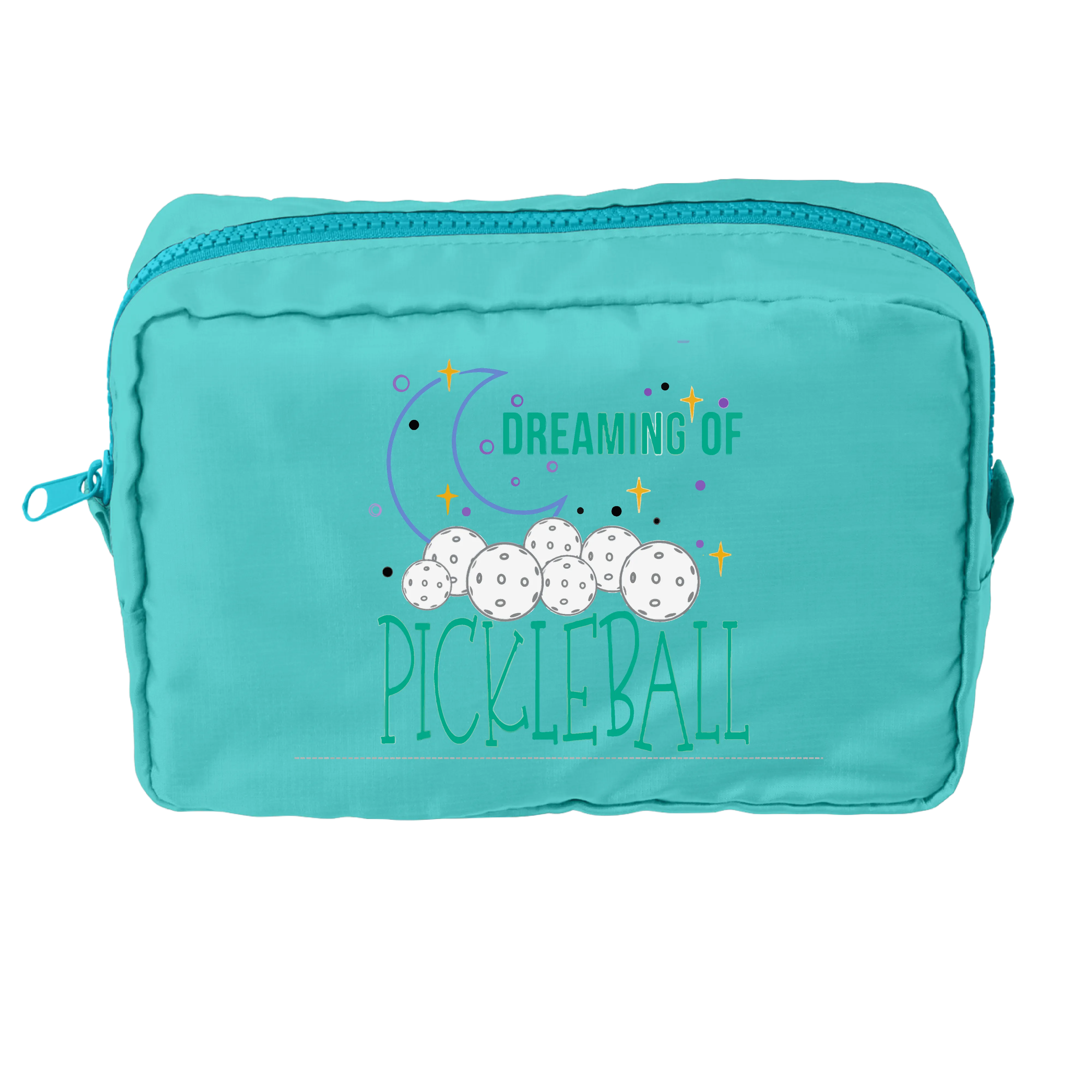 Dreaming Of Pickleball | Pickleball Dimensional Cosmetic Pouch Bag | Small Size Court Dimensional Bag