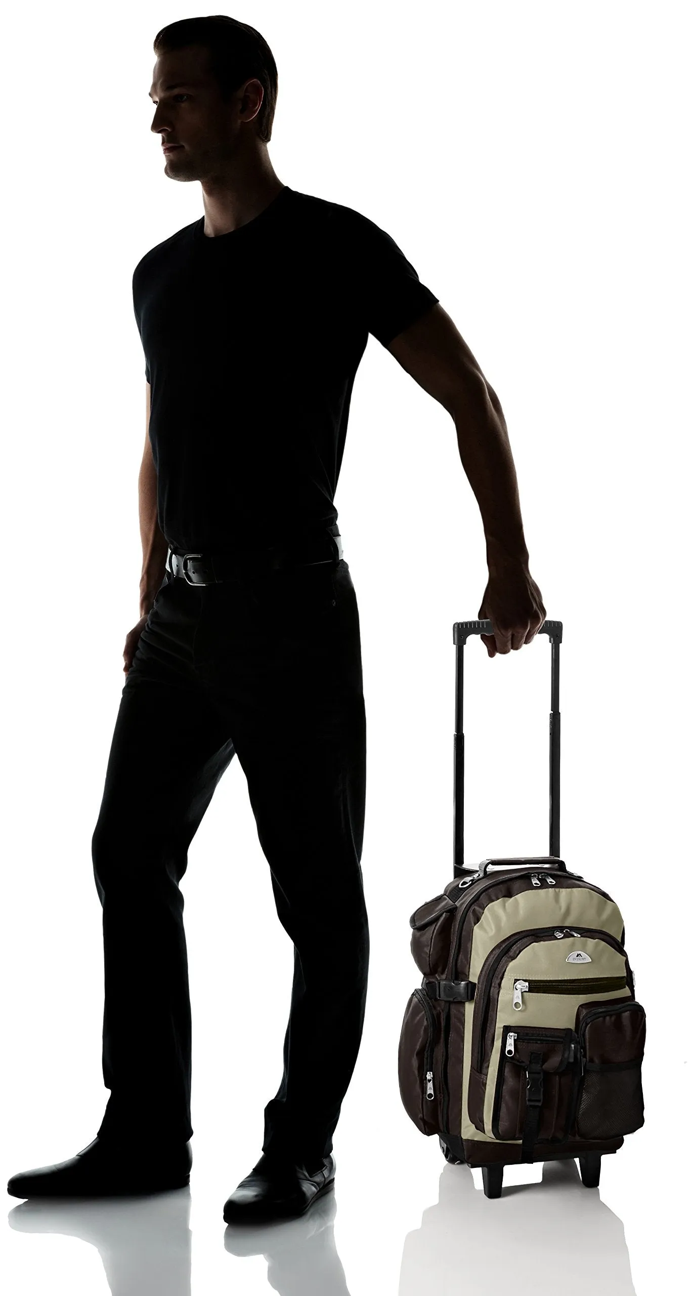 Everest Deluxe Wheeled Backpack, Khaki, One Size