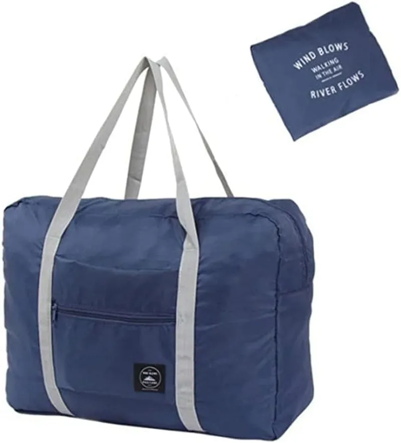 Foldable Travel Duffel Bag Tote Carry on Luggage Bag Spirit Airlines Personal Item Sports Gym Bag Water Resistant Weekender Overnight Bags for Women and Men (Blue)