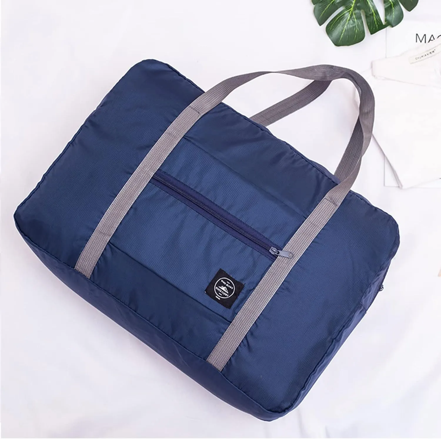 Foldable Travel Duffel Bag Tote Carry on Luggage Bag Spirit Airlines Personal Item Sports Gym Bag Water Resistant Weekender Overnight Bags for Women and Men (Blue)