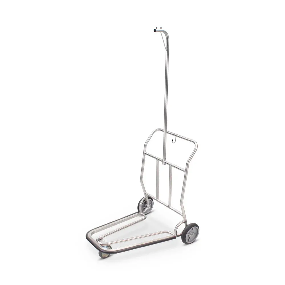 Forbes Industries 1574-SS-HB 28" Self Serve Luggage Cart (Nestable), Stainless Steel Round Tube Frame with Two Vertical Retainers and Hanger Bar