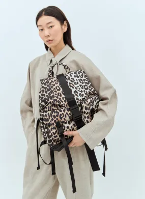 Ganni Women Leopard Tech Backpack