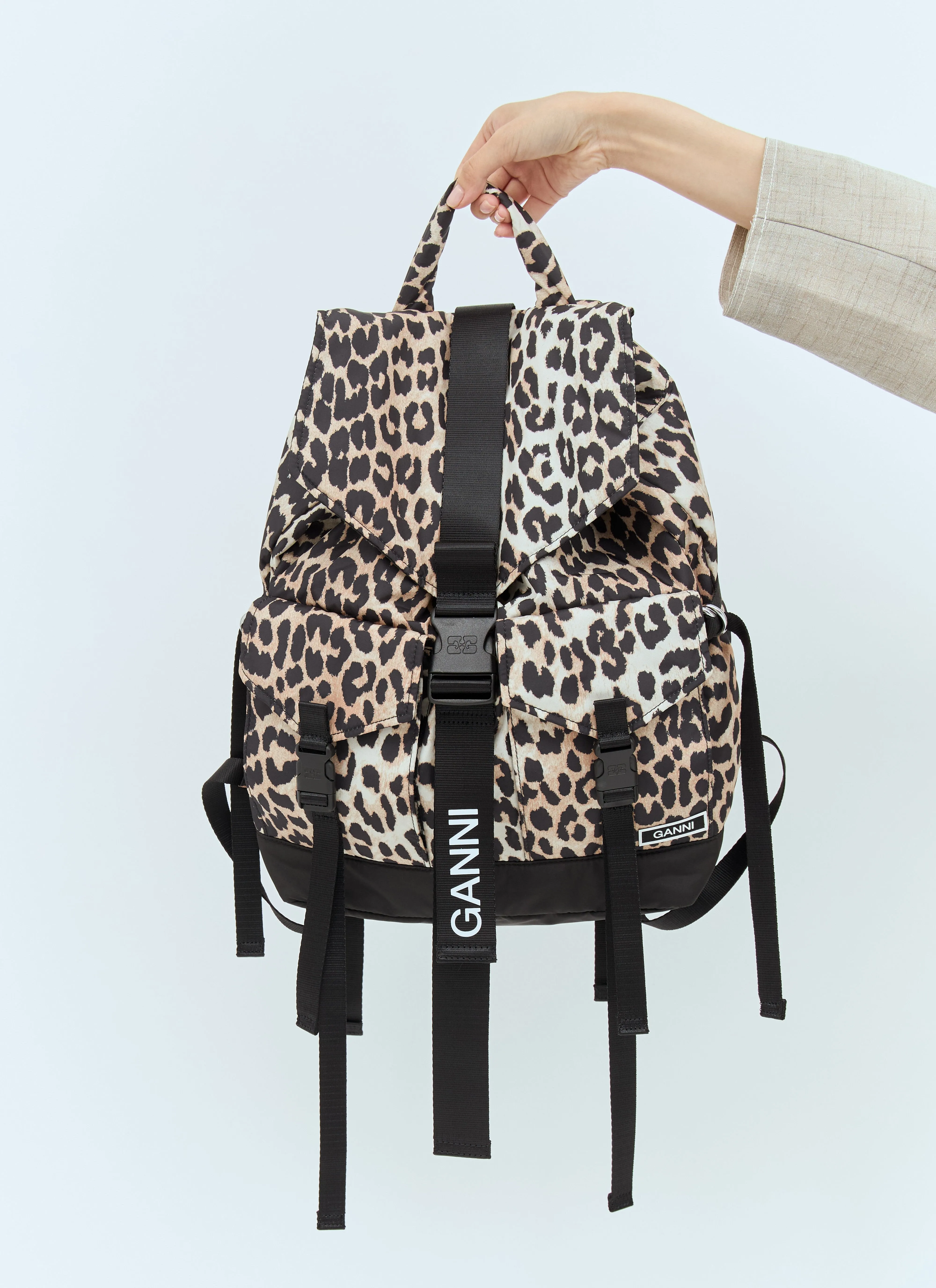 Ganni Women Leopard Tech Backpack