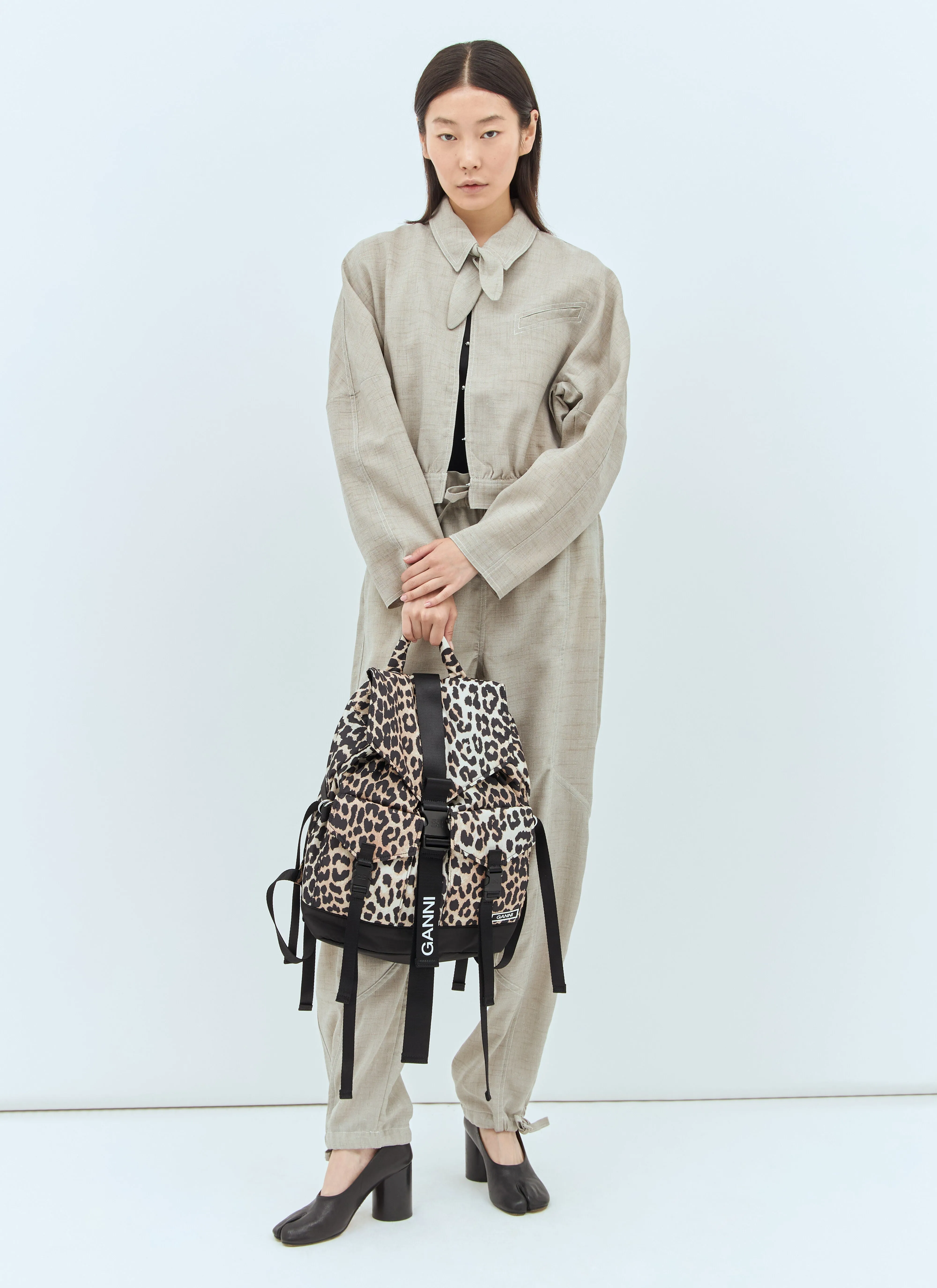 Ganni Women Leopard Tech Backpack