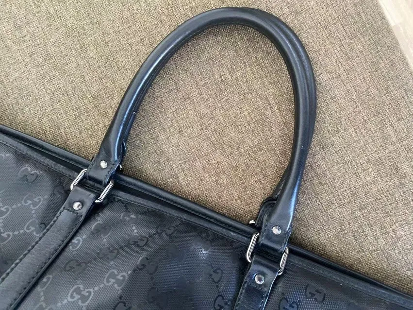 Gucci Large Black Patent Leather Work Tote Handbag