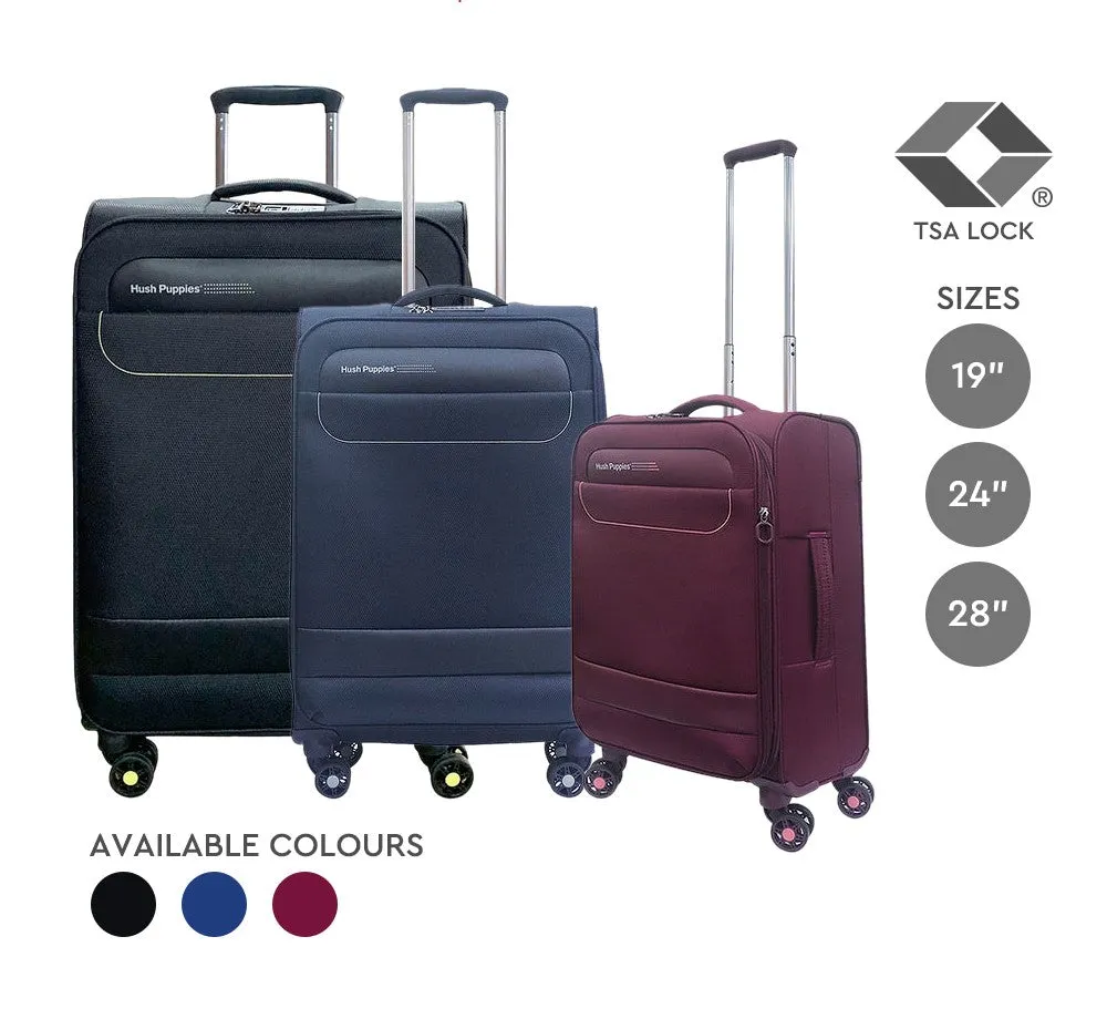 Hush Puppies HP69-3145 19" SUPER LIGHT Double Wheel Expandable Soft-Case Spinner Luggage with Anti-Theft Zipper & TSA Lock - Navy