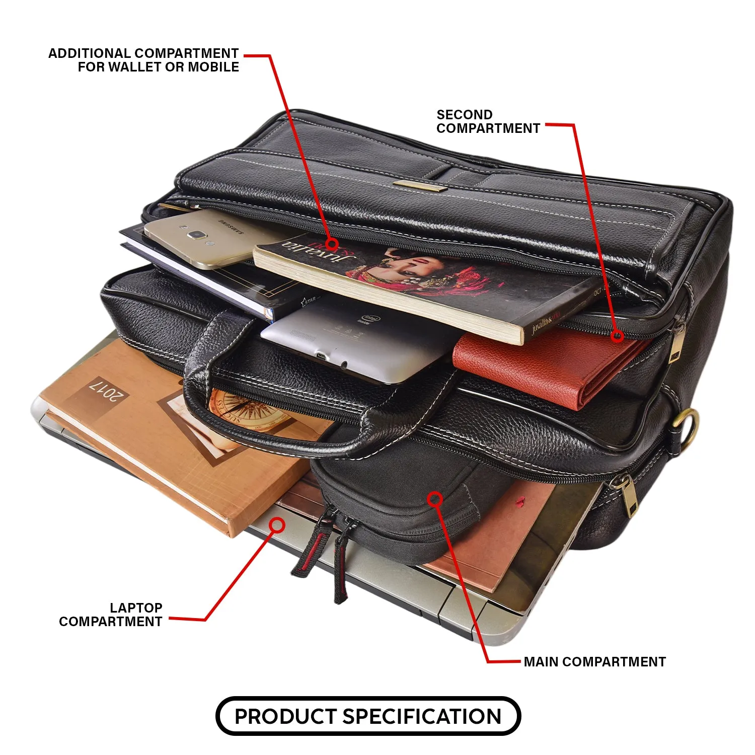 Leather Laptop Bag  998903 (Black)