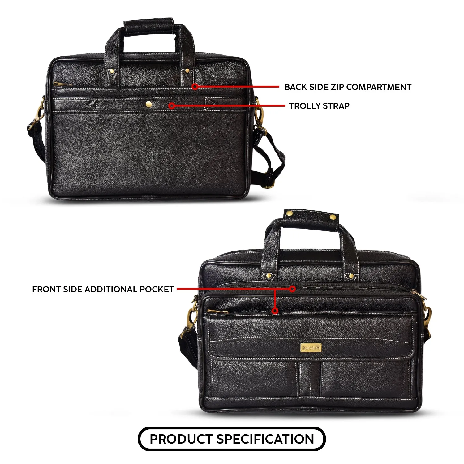 Leather Laptop Bag  998903 (Black)