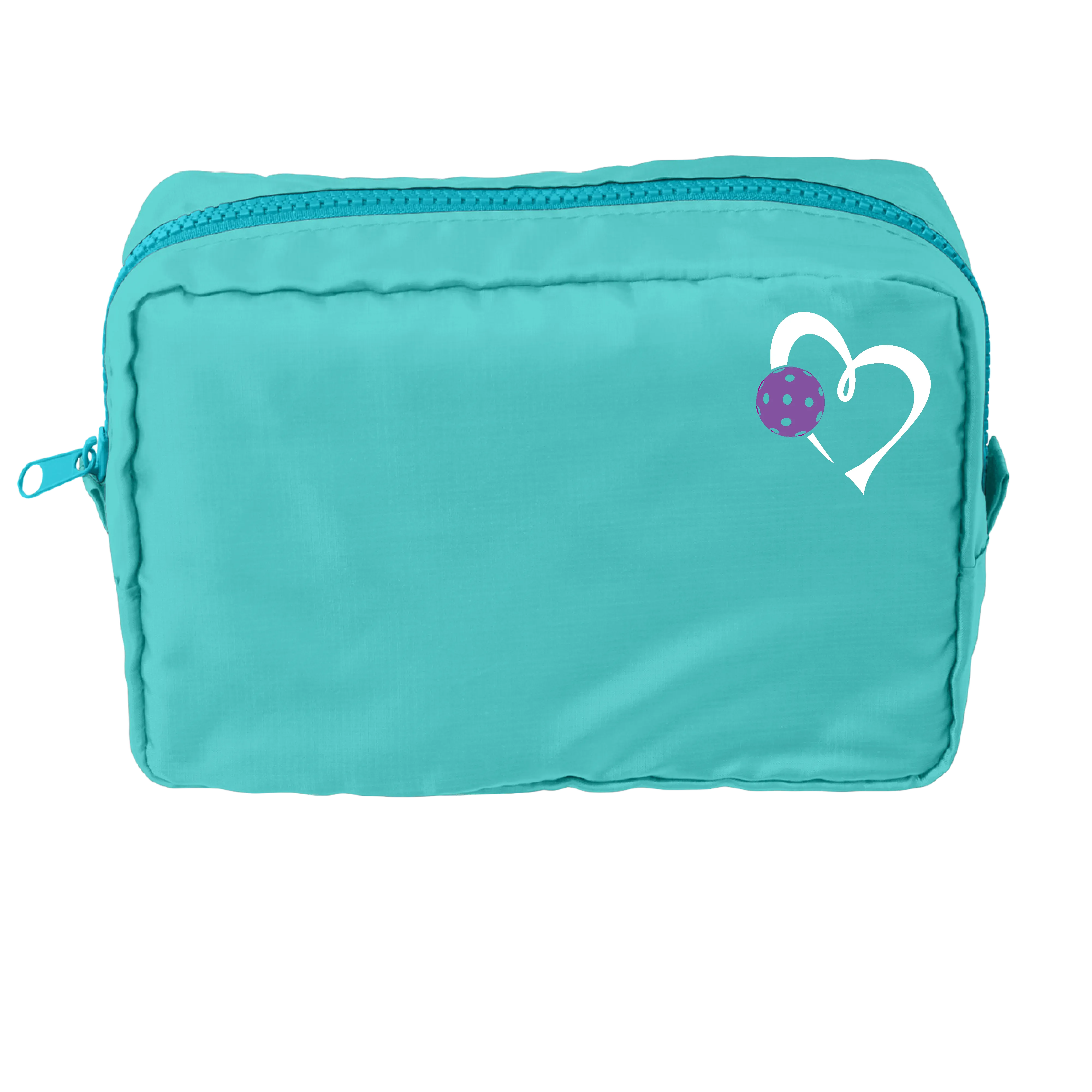 Love Pickleball (Pink and Purple) | Pickleball Dimensional Cosmetic Pouch Bag | Small Size Court Dimensional Bag