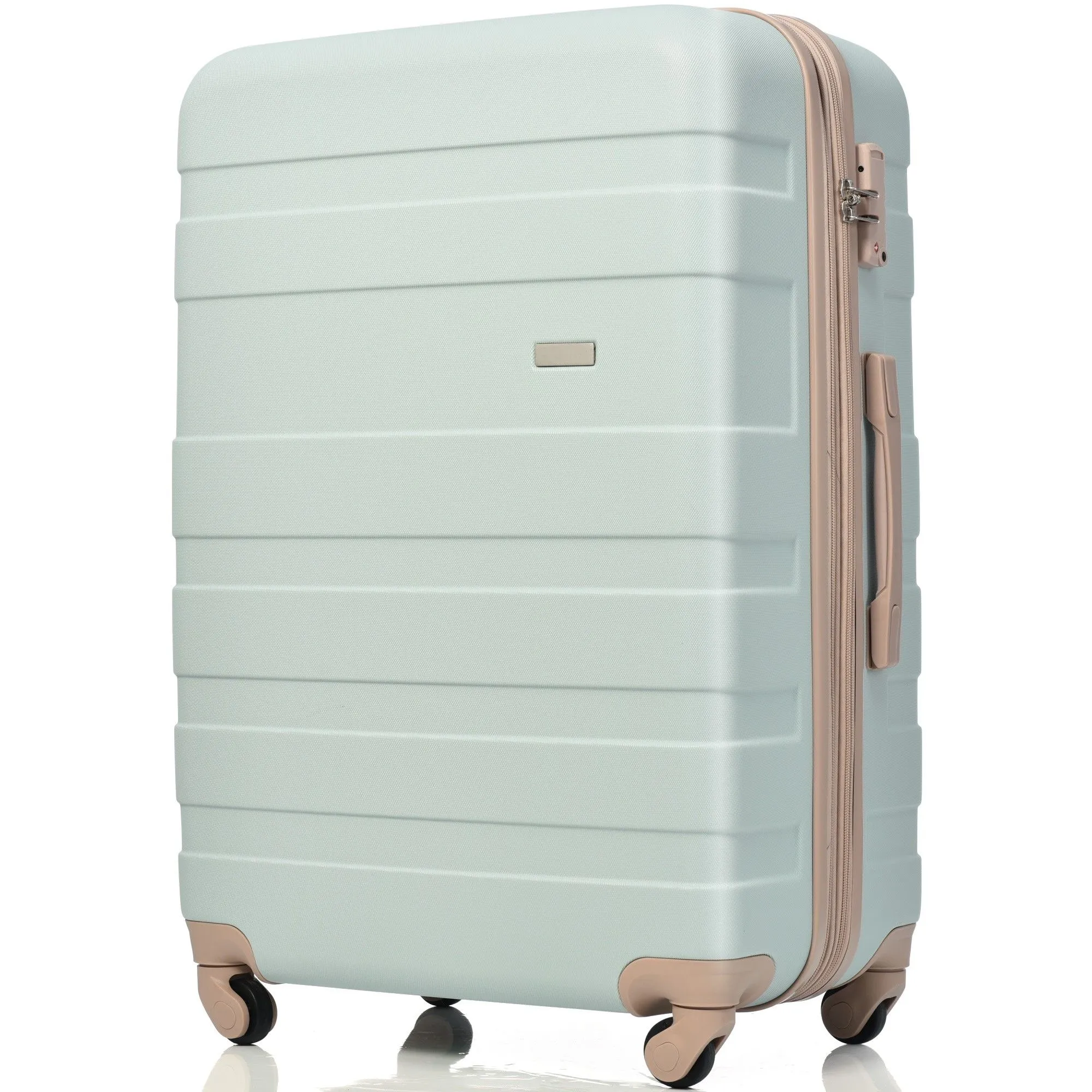 Luggage Sets 3 Piece, Expandable Abs Durable Suitcase With Travel Bag, Carry On Luggage Suitcase Set With 360° Spinner Wheels, Gray Green