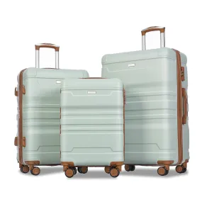 Luggage Sets New Model Expandable Abs Hardshell 3 Pieces Clearance Luggage Hardside Lightweight Durable Suitcase Sets Spinner Wheels Suitcase With Tsa Lock 20''24''28'' (Gray Green And Brown)