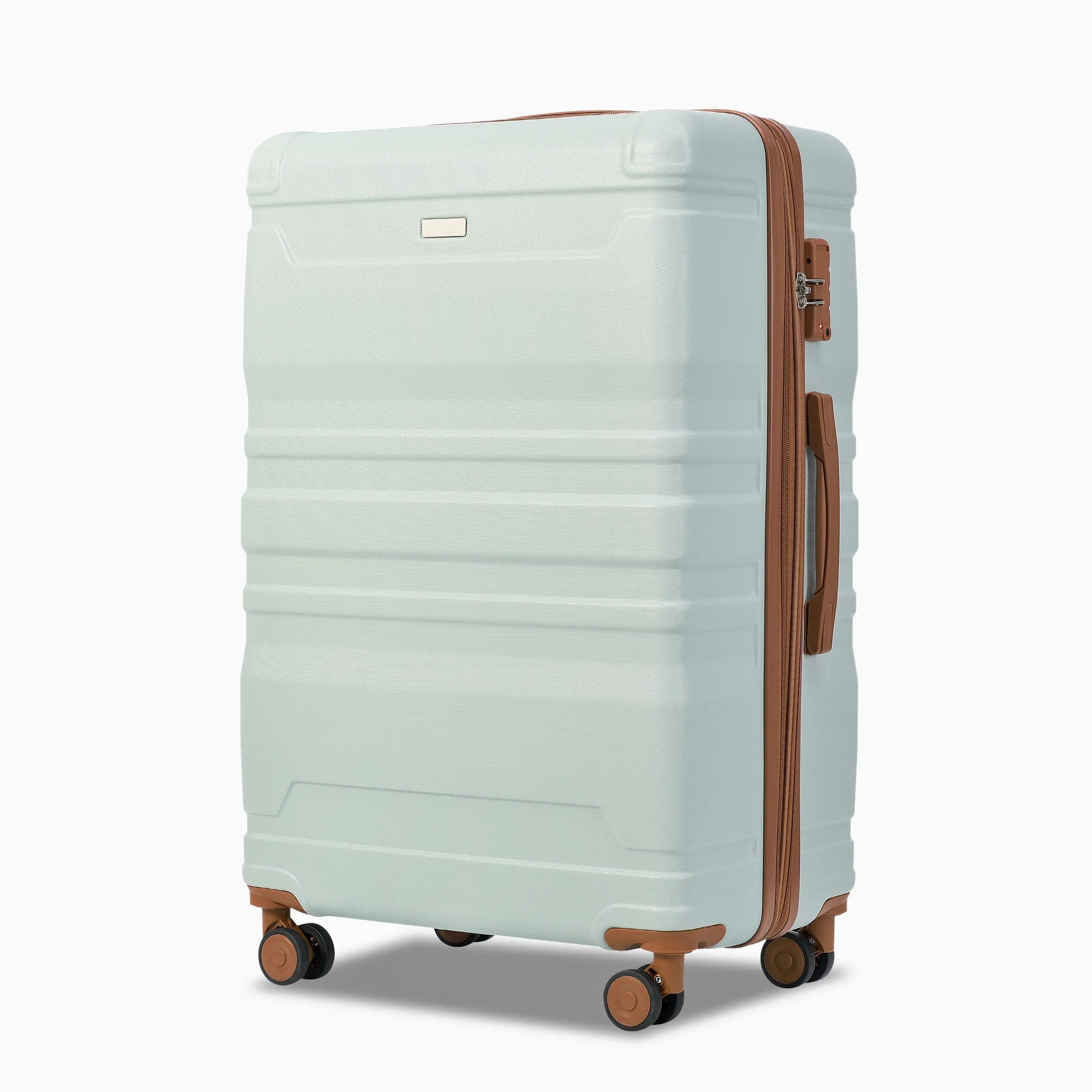 Luggage Sets New Model Expandable Abs Hardshell 3 Pieces Clearance Luggage Hardside Lightweight Durable Suitcase Sets Spinner Wheels Suitcase With Tsa Lock 20''24''28'' (Gray Green And Brown)