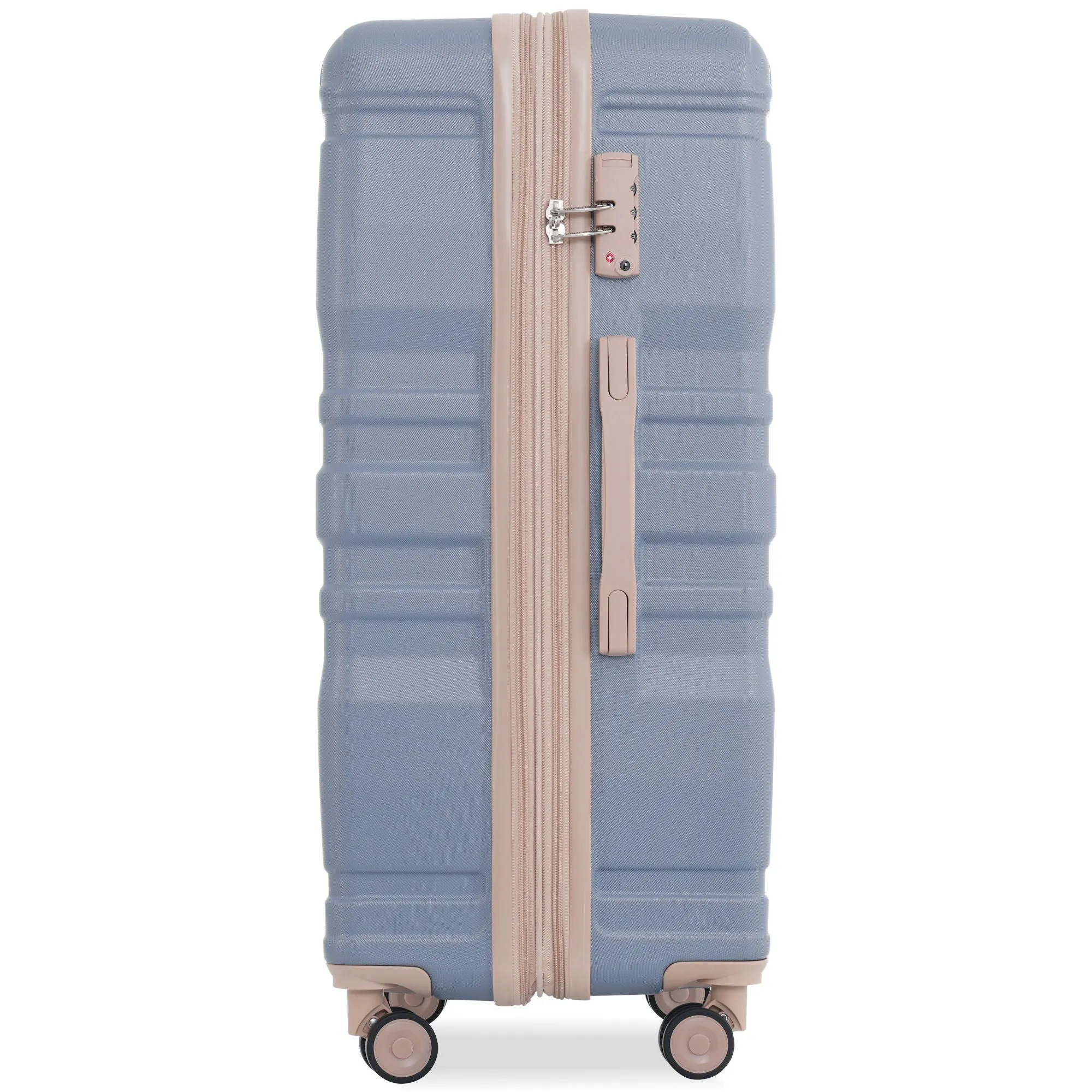 Luggage Sets New Model Expandable Abs Hardshell 3 Pieces Clearance Luggage Hardside Lightweight Durable Suitcase Sets Spinner Wheels Suitcase With Tsa Lock 20''24''28'' (Light Blue And Golden)