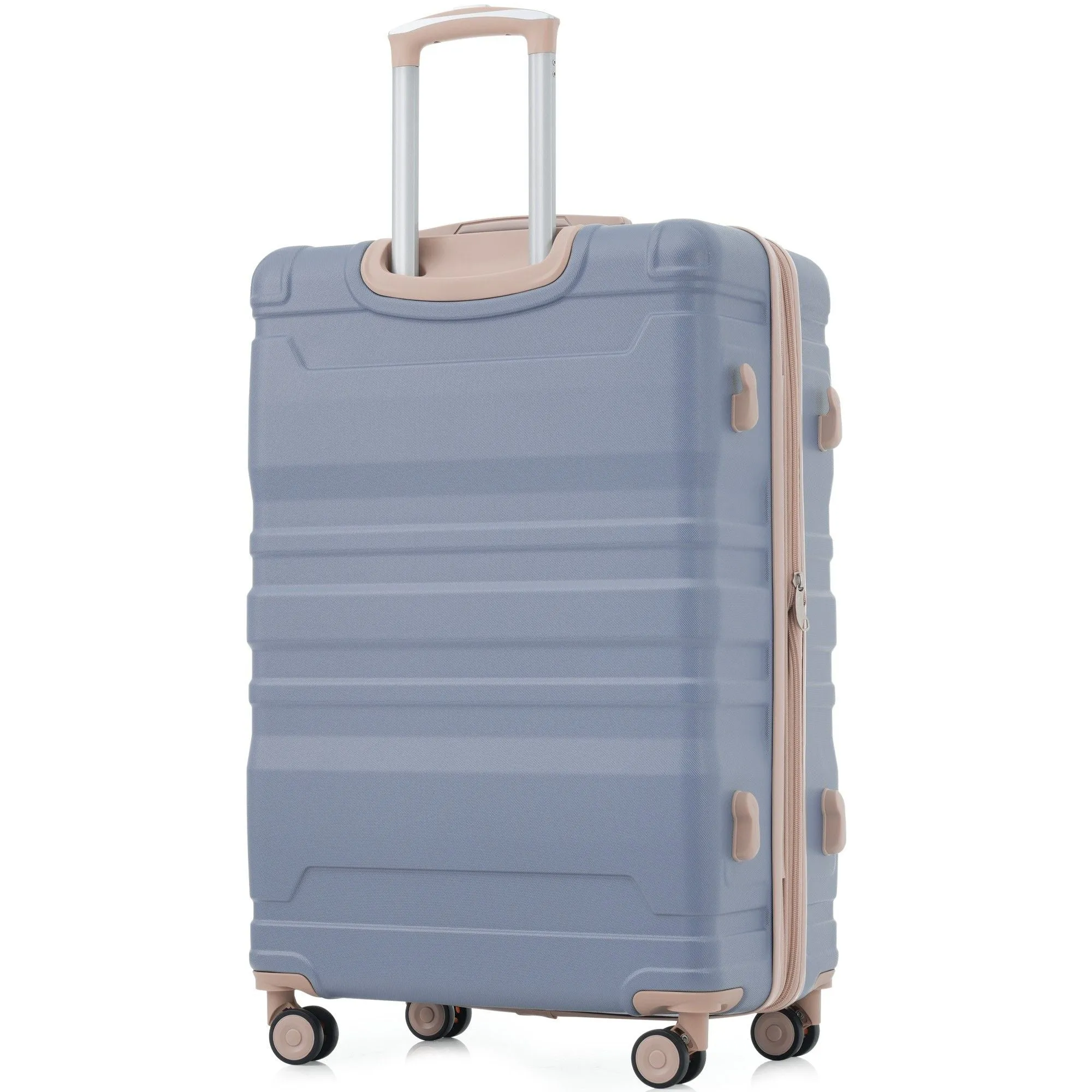 Luggage Sets New Model Expandable Abs Hardshell 3 Pieces Clearance Luggage Hardside Lightweight Durable Suitcase Sets Spinner Wheels Suitcase With Tsa Lock 20''24''28'' (Light Blue And Golden)