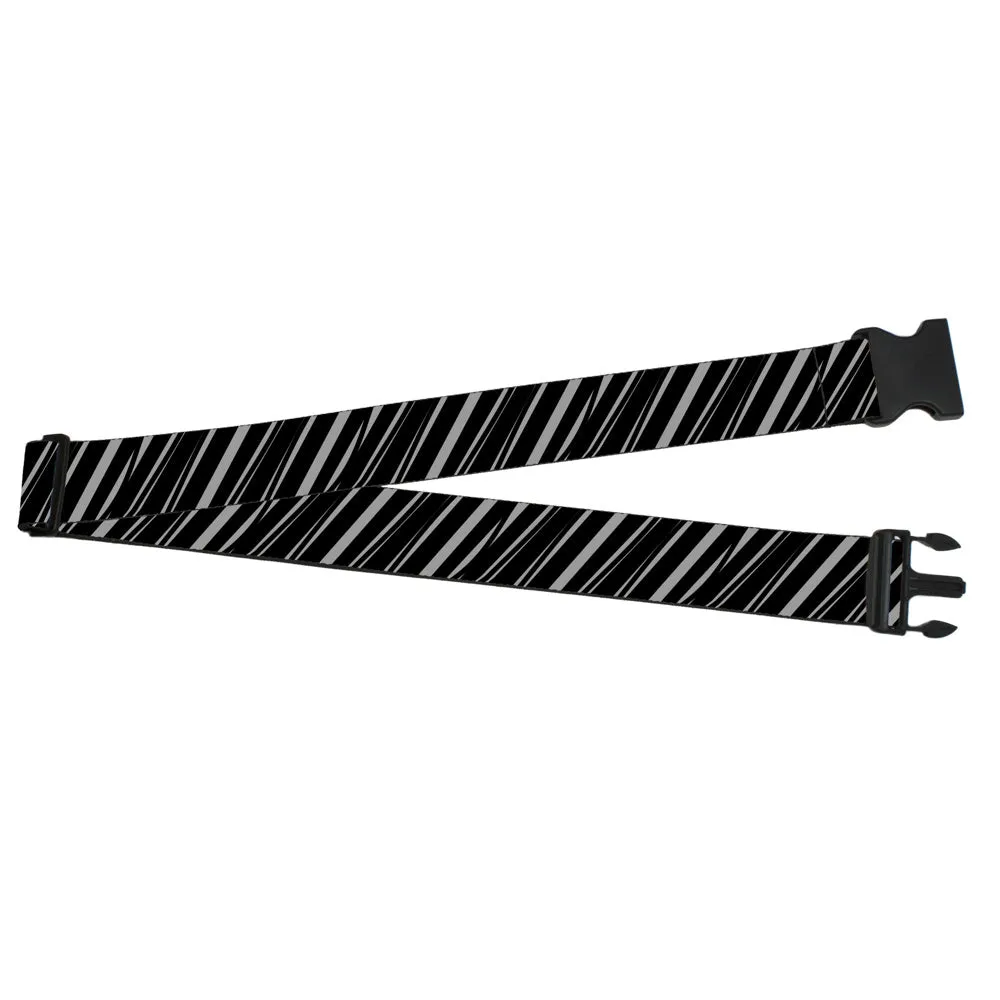 Luggage Strap - 2.0" - Diagonal Stripes Scribble Gray/Black