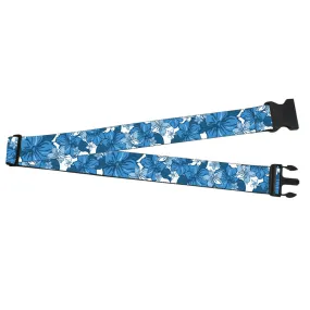 Luggage Strap - 2.0" - Hibiscus Collage White/Blues