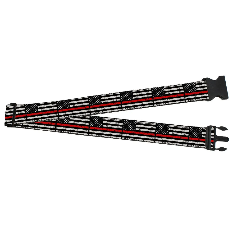 Luggage Strap - 2.0" - Thin Red Line Flag Weathered Black Gray Red