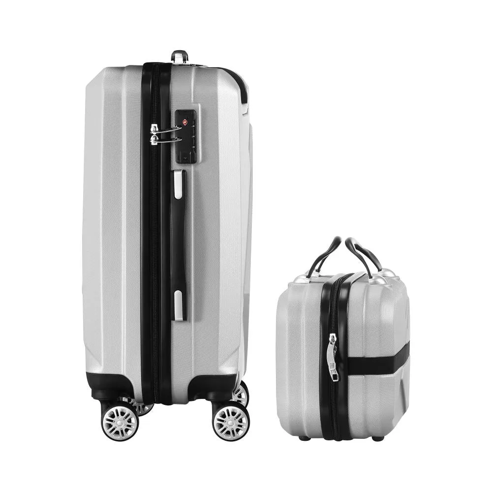 Mazam 2PCS Luggage Set TSA Lock Hard Case Silver
