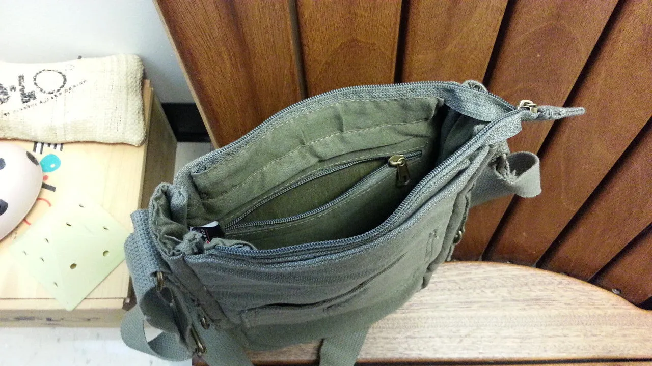 Military Tech Bag, Vintage Canvas