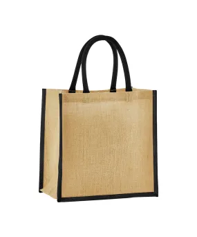 Natural/Black - Natural starched jute mini gift bag