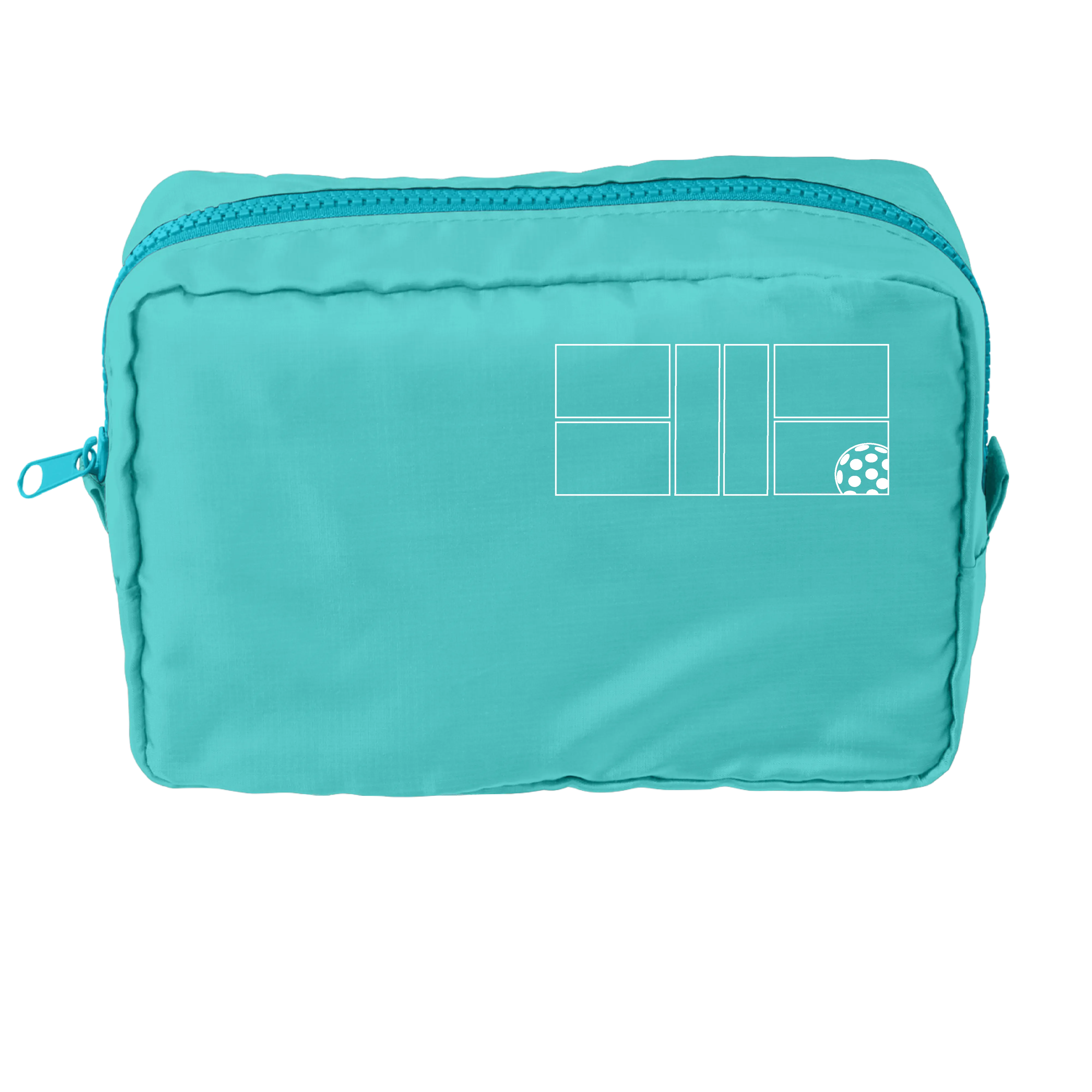 Pickleball Court (White) | Pickleball Dimensional Cosmetic Pouch Bag | Small Size Court Dimensional Bag
