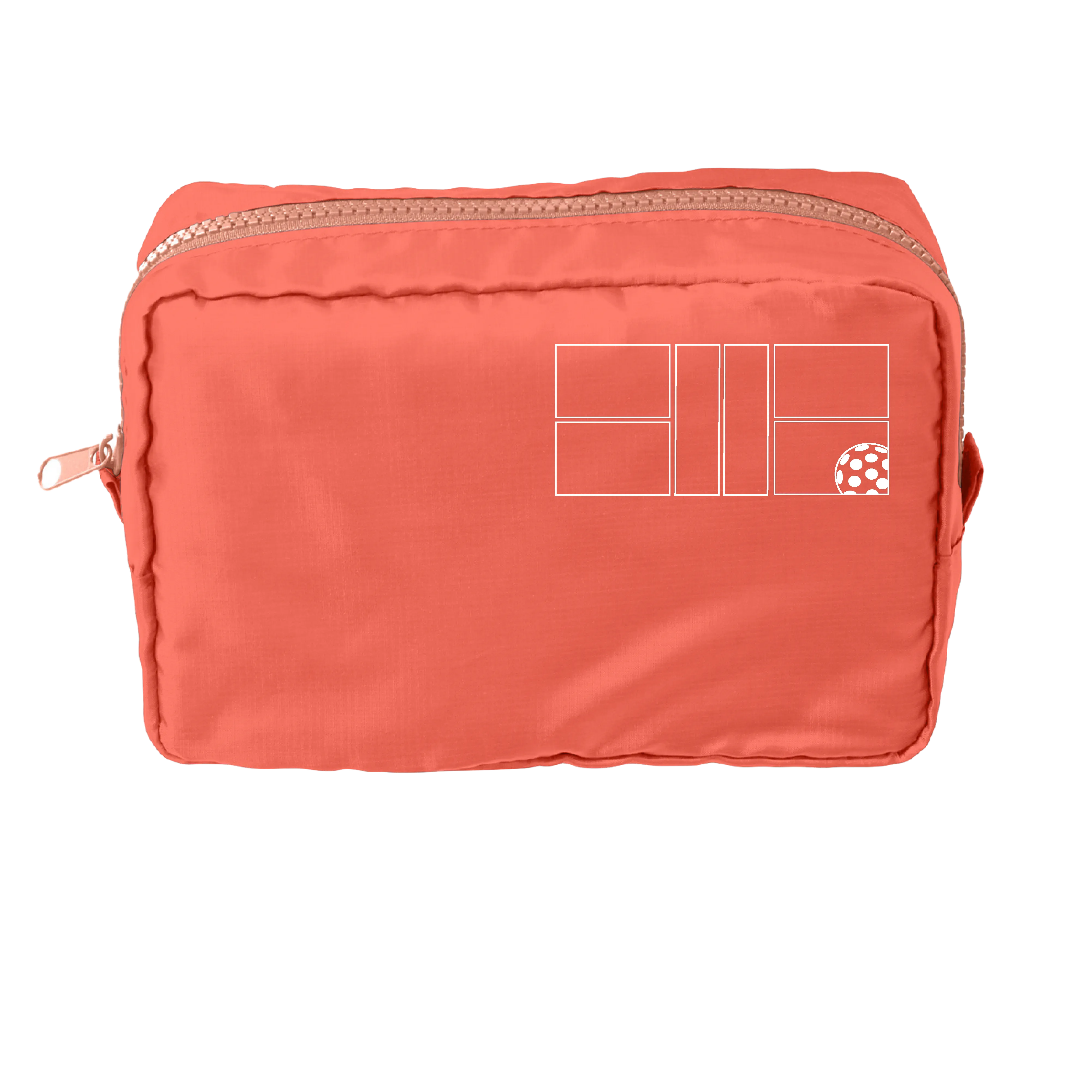 Pickleball Court (White) | Pickleball Dimensional Cosmetic Pouch Bag | Small Size Court Dimensional Bag