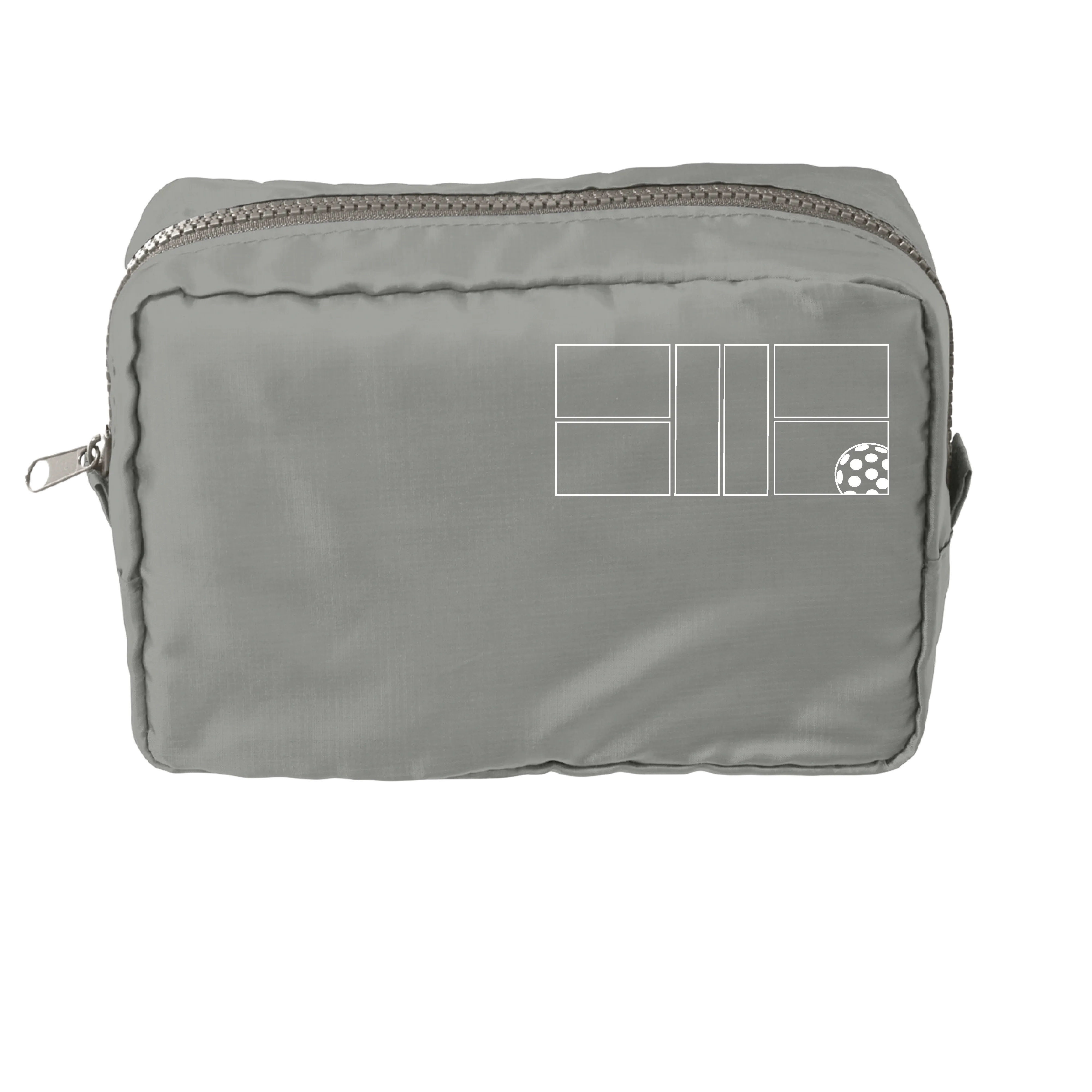 Pickleball Court (White) | Pickleball Dimensional Cosmetic Pouch Bag | Small Size Court Dimensional Bag